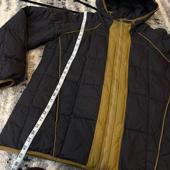 Free People Movement Parker Packable Puffer Coat Dark Navy & Brown Medium Hooded - Picture 11 of 13